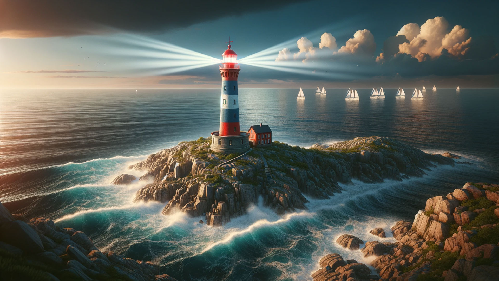 Light House with Animated Sunbeam